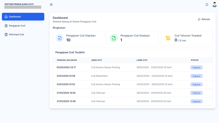 Sistem Pengajuan Cuti Pegawai screenshot 1