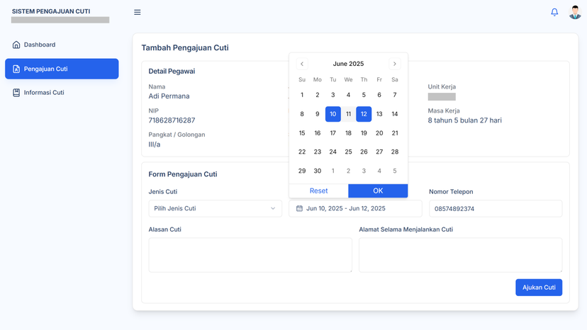 Sistem Pengajuan Cuti Pegawai screenshot 2