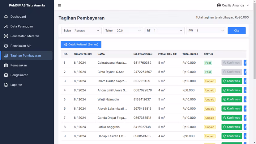Sistem Pencatatan Meteran PAMSIMAS screenshot 5